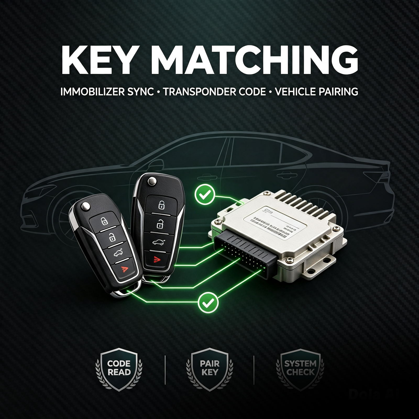 Key matching services, immobiliser sync, transponder code and vehicle matching