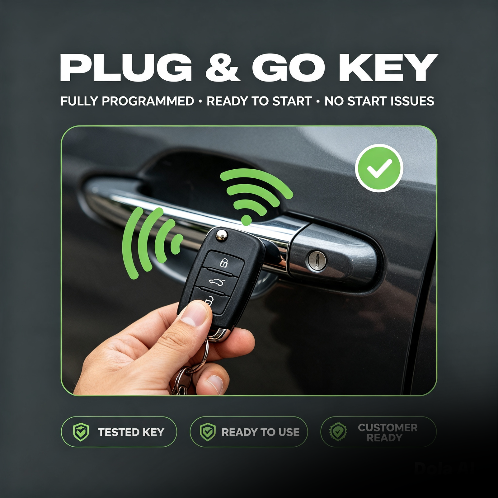 Plug and go key, fully programmed, ready to start, no start issues